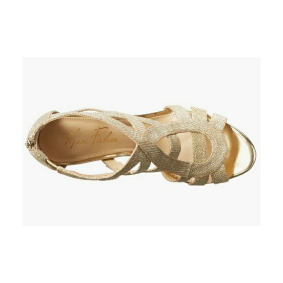 Marc Fisher Nala3 Gold Glitter Dress Sandal - Picture 6 of 16